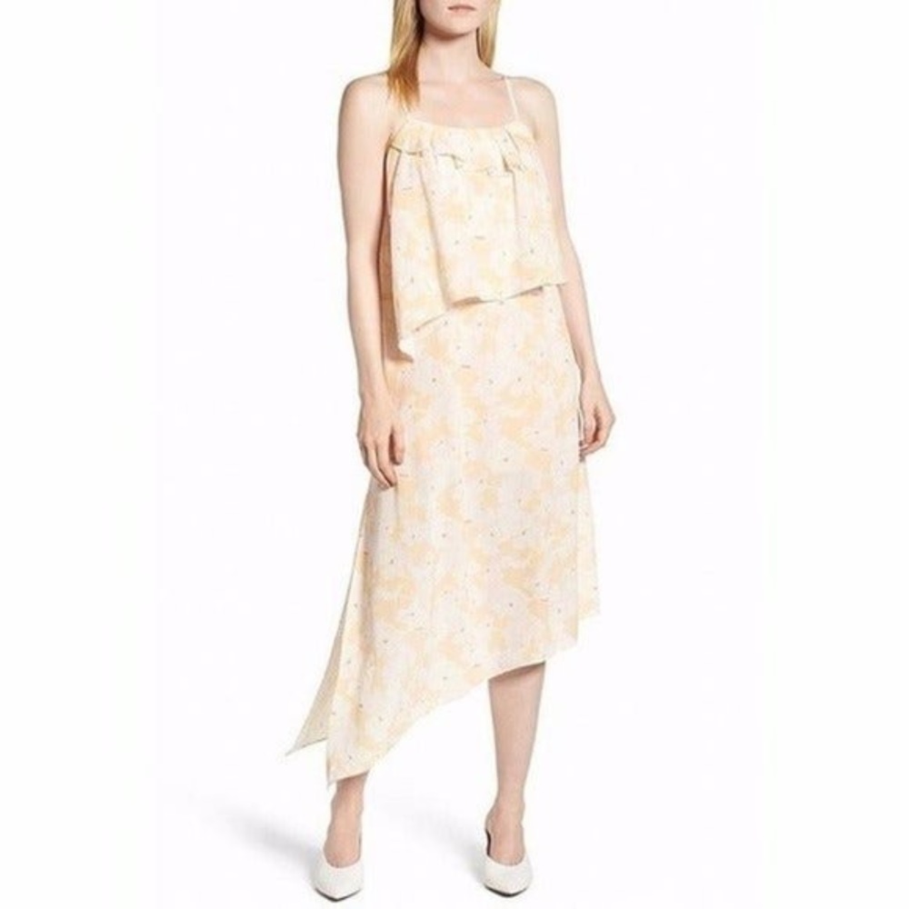 NWT Lewit Multicolor Spencer Impala Floral Ruffle Tiered Midi Dress Womens 4
